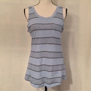 NWT The North Face sand scape blue grey striped cotton scoopneck tank top